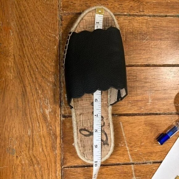 Womens Sam Edelman Andy Slide Espadrille Sandal Black Leather 7.5 - Picture 6 of 7